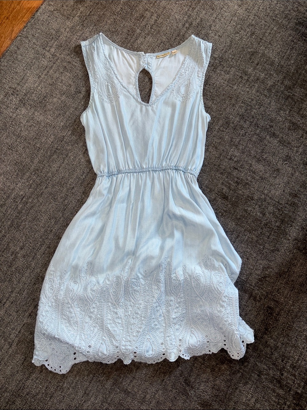 HOLDING HORSES Pale Blue Jean Sleeveless Midi Dress